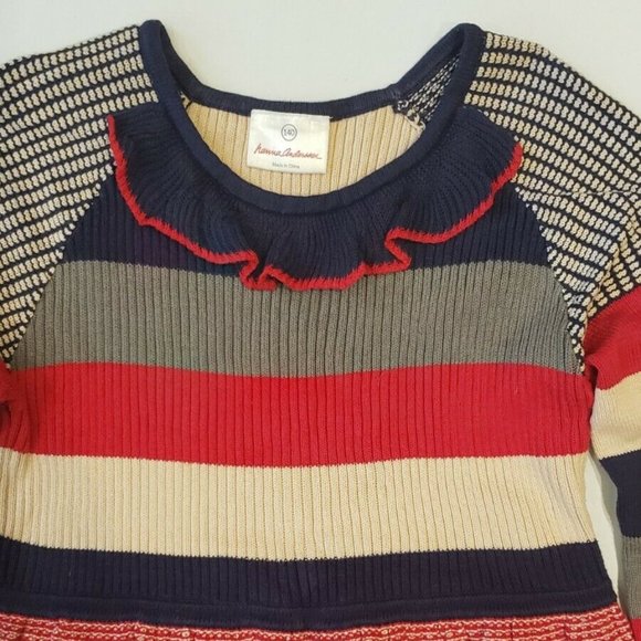 HANNA ANDERSSON STRIPED SWEATER DRESS SIZE 140 10 BLUE RED - Picture 4 of 6